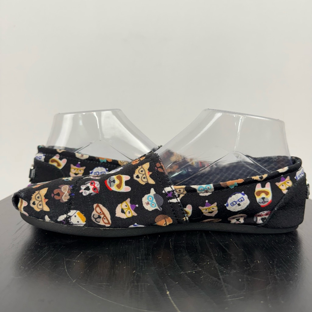 Skechers Bobs Comfort Shoes Womens 8.5 BlackDog Print Casual Slip On Memory Foam - Picture 4 of 12